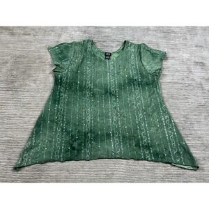 Shannon Ford New York Top Womens 2X Green Sequin Short Sleeve Casual